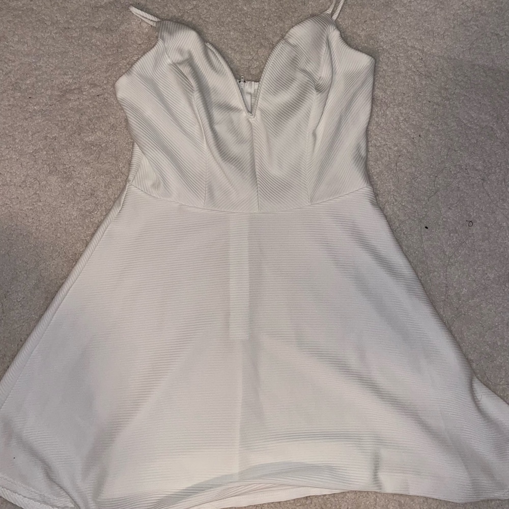 White Spaghetti Strap Flare Dress